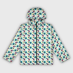 Ветровка с капюшоном женская Паттерн кружочки жёлто-красно-зелёный, цвет: 3D-черный