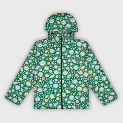 Ветровка с капюшоном женская Ромашки луговые, цвет: 3D-черный