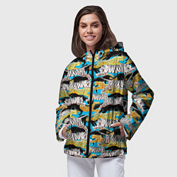 Ветровка с капюшоном женская Прыжок диких кошек, цвет: 3D-черный — фото 2