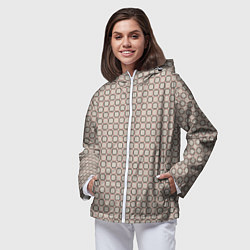 Ветровка с капюшоном женская В клетку стиль 60-х, цвет: 3D-белый — фото 2