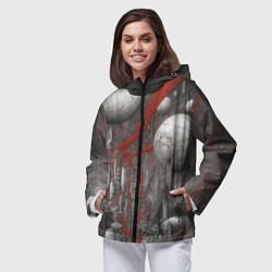 Ветровка с капюшоном женская Биотехнический городской пейзаж, цвет: 3D-черный — фото 2