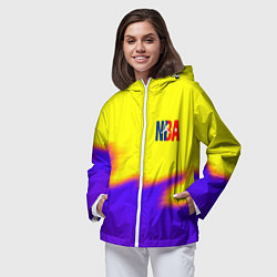 Ветровка с капюшоном женская НБА баскетбол краски неоновые желтые, цвет: 3D-белый — фото 2