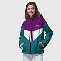 Ветровка с капюшоном женская FIRM темная сирень и бирюза, цвет: 3D-черный — фото 2