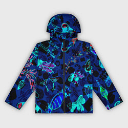 Ветровка с капюшоном женская Рождественские паттерны узоры, цвет: 3D-черный