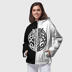 Ветровка с капюшоном женская Волк - кельтика, цвет: 3D-белый — фото 2