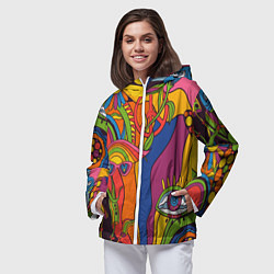 Ветровка с капюшоном женская Психоделика и третий глаз, цвет: 3D-белый — фото 2