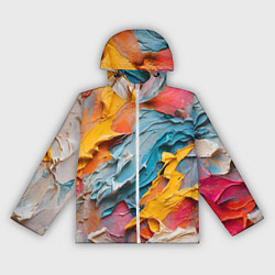 Ветровка с капюшоном женская Абстрактная живопись акрилом, цвет: 3D-белый