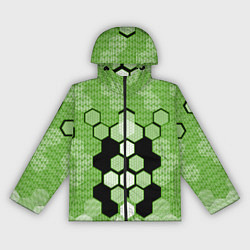 Женская ветровка Зелёная кибер броня hexagons