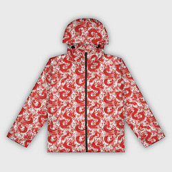 Женская ветровка Красные драконы на белом фоне