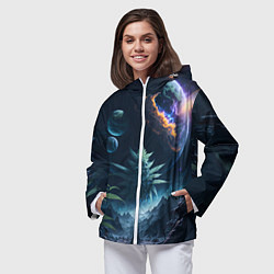 Ветровка с капюшоном женская Вид на землю с другой планеты, цвет: 3D-белый — фото 2