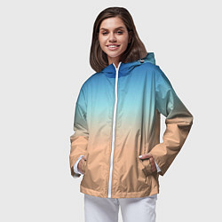 Ветровка с капюшоном женская Сине-бежевый градиент, цвет: 3D-белый — фото 2