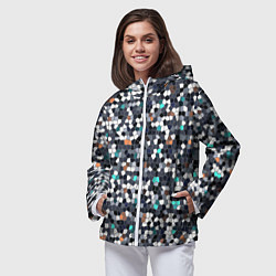 Ветровка с капюшоном женская Мозаика серый, цвет: 3D-белый — фото 2