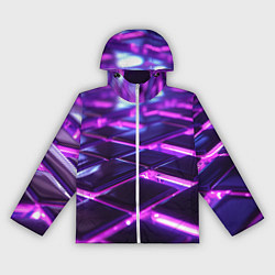 Ветровка с капюшоном женская Фиолетовая неоновая плитка, цвет: 3D-белый