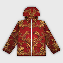 Женская ветровка Золотые узоры на красном