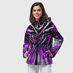 Ветровка с капюшоном женская Череп и фиолетовые полосы, цвет: 3D-черный — фото 2