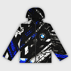 Ветровка с капюшоном женская BMW stripes color auto sport, цвет: 3D-черный