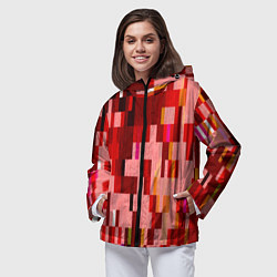 Ветровка с капюшоном женская Красный глитч, цвет: 3D-черный — фото 2