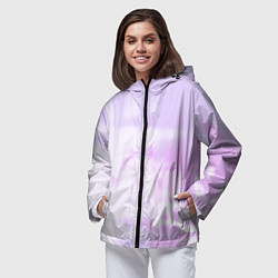 Ветровка с капюшоном женская Нежная светло-сиреневая абстракция тай-дай, цвет: 3D-черный — фото 2