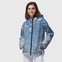Ветровка с капюшоном женская Текстурный белый рельеф на фоне, цвет: 3D-черный — фото 2