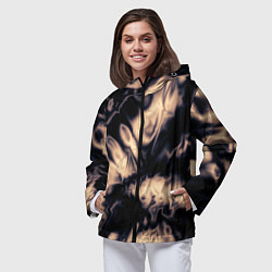 Ветровка с капюшоном женская Абстракция шёлк, цвет: 3D-черный — фото 2