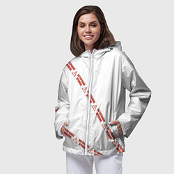 Ветровка с капюшоном женская Осторожно хрупкое, цвет: 3D-белый — фото 2