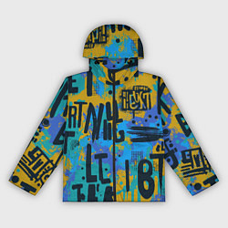 Ветровка с капюшоном женская Крупные буквы на цветном фоне, цвет: 3D-черный