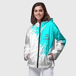 Ветровка с капюшоном женская Citroen краски голубой, цвет: 3D-черный — фото 2