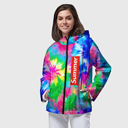 Ветровка с капюшоном женская Color abstraction - summer, цвет: 3D-черный — фото 2