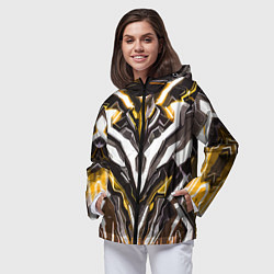 Ветровка с капюшоном женская Неоновая кибер броня жёлтая, цвет: 3D-черный — фото 2