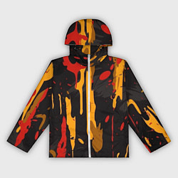 Ветровка с капюшоном женская Красные желтые оранжевые пятна краски абстракция, цвет: 3D-белый