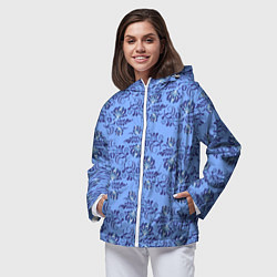 Ветровка с капюшоном женская Узоры гжель на голубом фоне, цвет: 3D-белый — фото 2