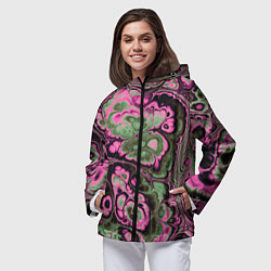 Ветровка с капюшоном женская Абстрактный узор, цвет: 3D-черный — фото 2