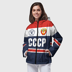 Ветровка с капюшоном женская СССР - Союз Советских Социалистических Республик, цвет: 3D-черный — фото 2