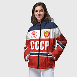 Ветровка с капюшоном женская Союз Советских Социалистических Республик - СССР, цвет: 3D-черный — фото 2