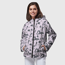 Ветровка с капюшоном женская Елена и цветок, цвет: 3D-черный — фото 2