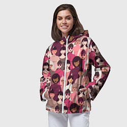 Ветровка с капюшоном женская Гламурные девушки, цвет: 3D-белый — фото 2