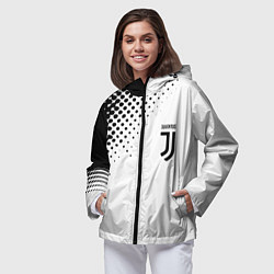 Ветровка с капюшоном женская Juventus sport black geometry, цвет: 3D-черный — фото 2