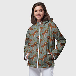 Ветровка с капюшоном женская Лисы и подснежники, цвет: 3D-белый — фото 2