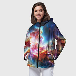 Ветровка с капюшоном женская The cosmic nebula, цвет: 3D-черный — фото 2