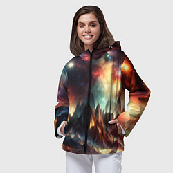 Ветровка с капюшоном женская Space landscape with mountains, цвет: 3D-черный — фото 2