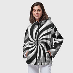 Ветровка с капюшоном женская Оптическое путешествие, цвет: 3D-черный — фото 2
