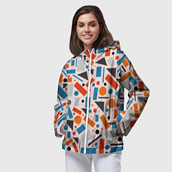 Ветровка с капюшоном женская Прямоугольники и круги, цвет: 3D-белый — фото 2