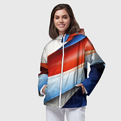 Ветровка с капюшоном женская Абстрактный минимализм плавные волнистые линии, цвет: 3D-белый — фото 2