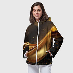 Ветровка с капюшоном женская Золотая стильная абстракция на черном фоне, цвет: 3D-белый — фото 2