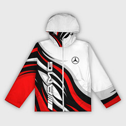 Ветровка с капюшоном женская Mercedes benz AMG - белый с красным, цвет: 3D-белый