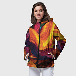 Ветровка с капюшоном женская Цветная абстракция colorful, цвет: 3D-черный — фото 2