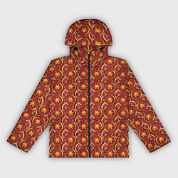 Ветровка с капюшоном женская Паттерн СССР звезды, цвет: 3D-черный