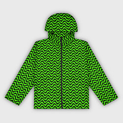Ветровка с капюшоном женская Искажённые полосы кислотный зелёный, цвет: 3D-черный