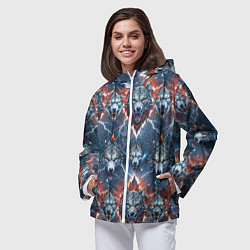 Ветровка с капюшоном женская Волчки эпичный паттерн, цвет: 3D-белый — фото 2