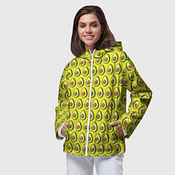 Ветровка с капюшоном женская Паттерн с авокадо в разрезе, цвет: 3D-белый — фото 2